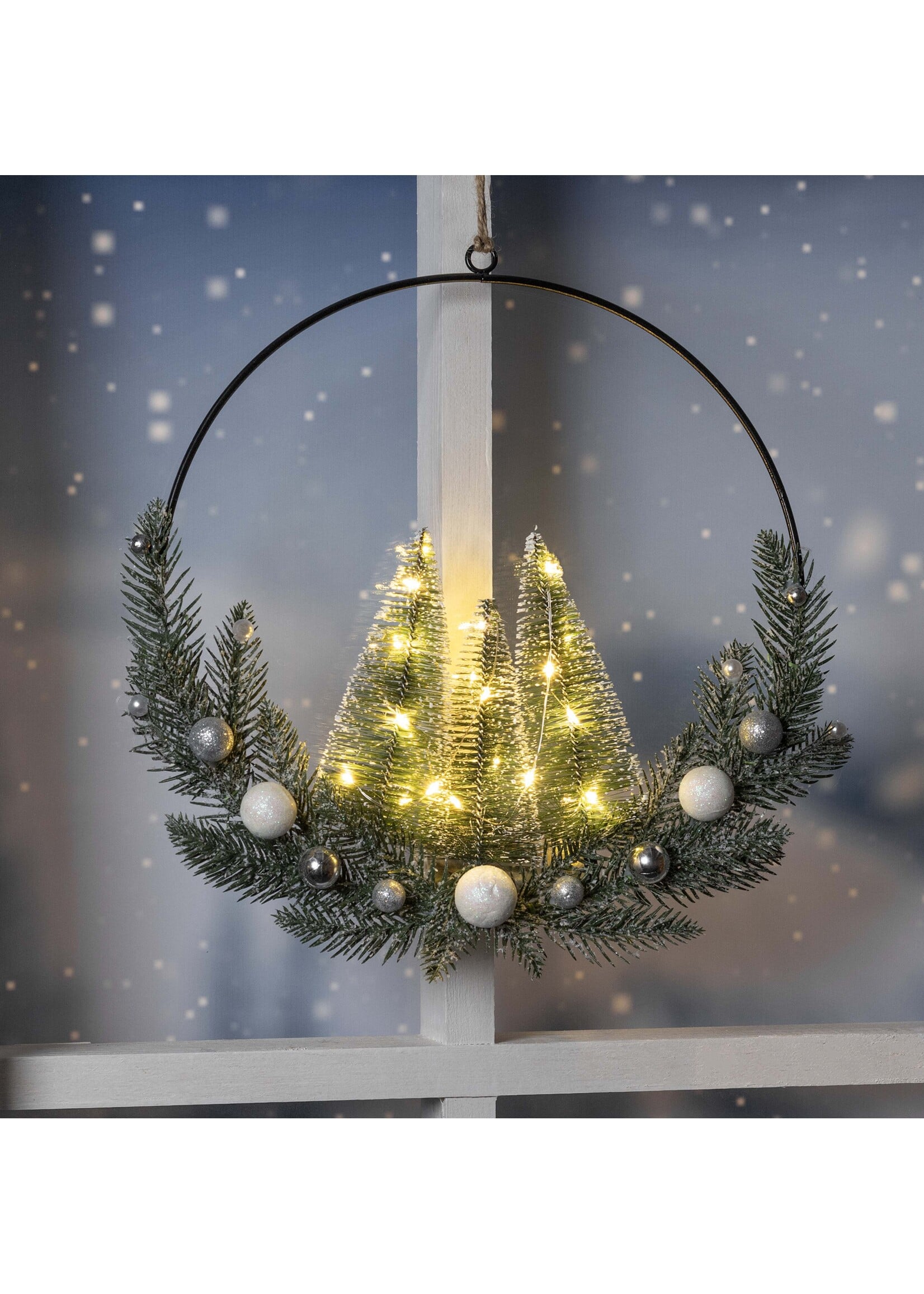 LED Weihnachts Hängedekoration Tannenbäume mit Lichterkette 76945