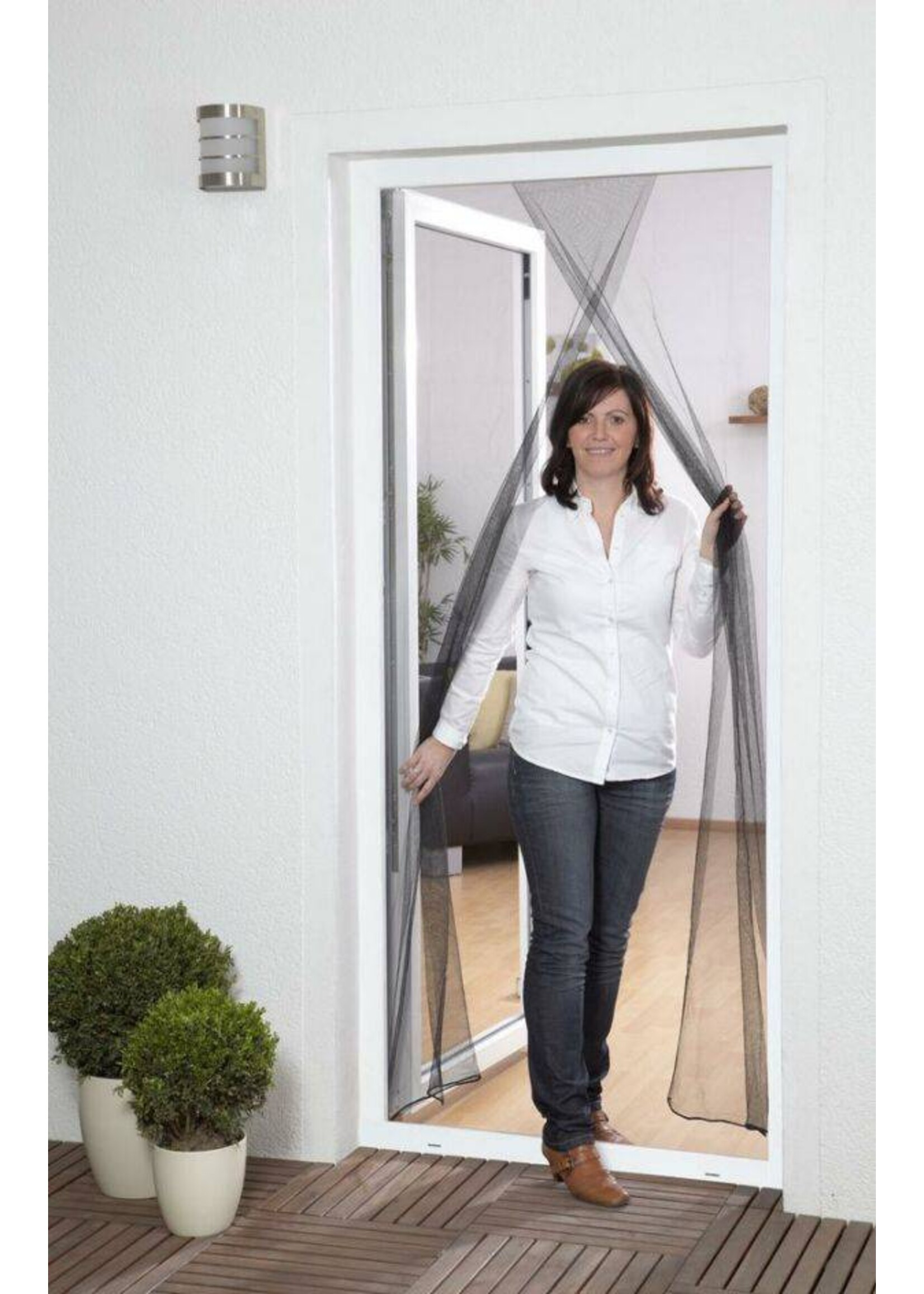 Fliegengitter Türvorhang 2x60x210cm anthrazit mit Klettband 100450105-CU