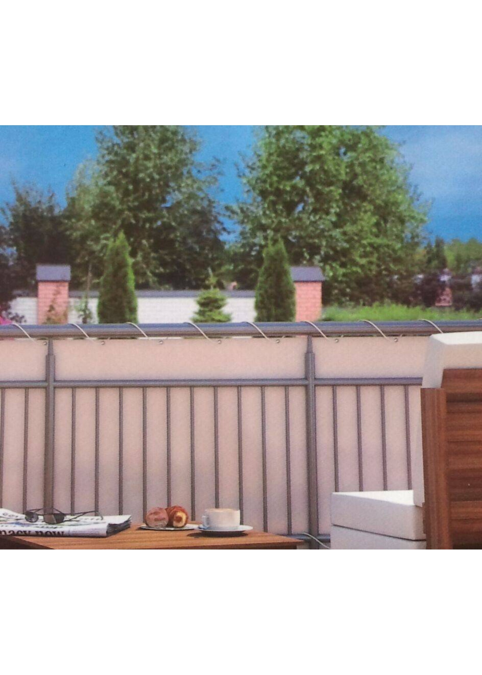 Balkonschutz Sichtschutz 6mx90cm  hoch creme mit Kordel 300820114-HE