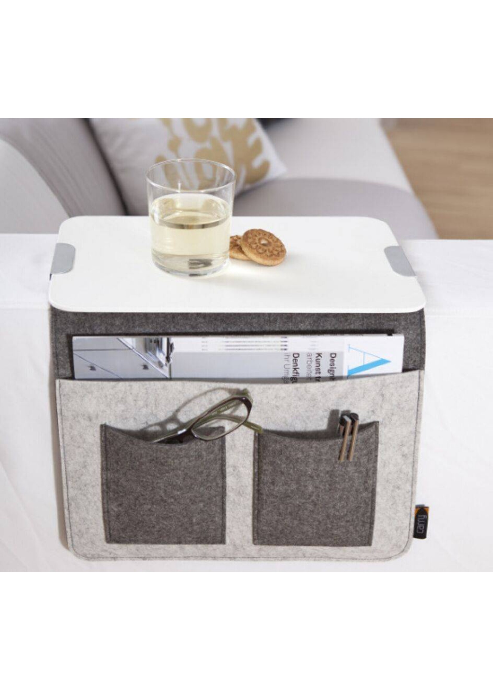 Sofa Butler Carry mit 4 Taschen und Ablageplatte grau 201040222-HE