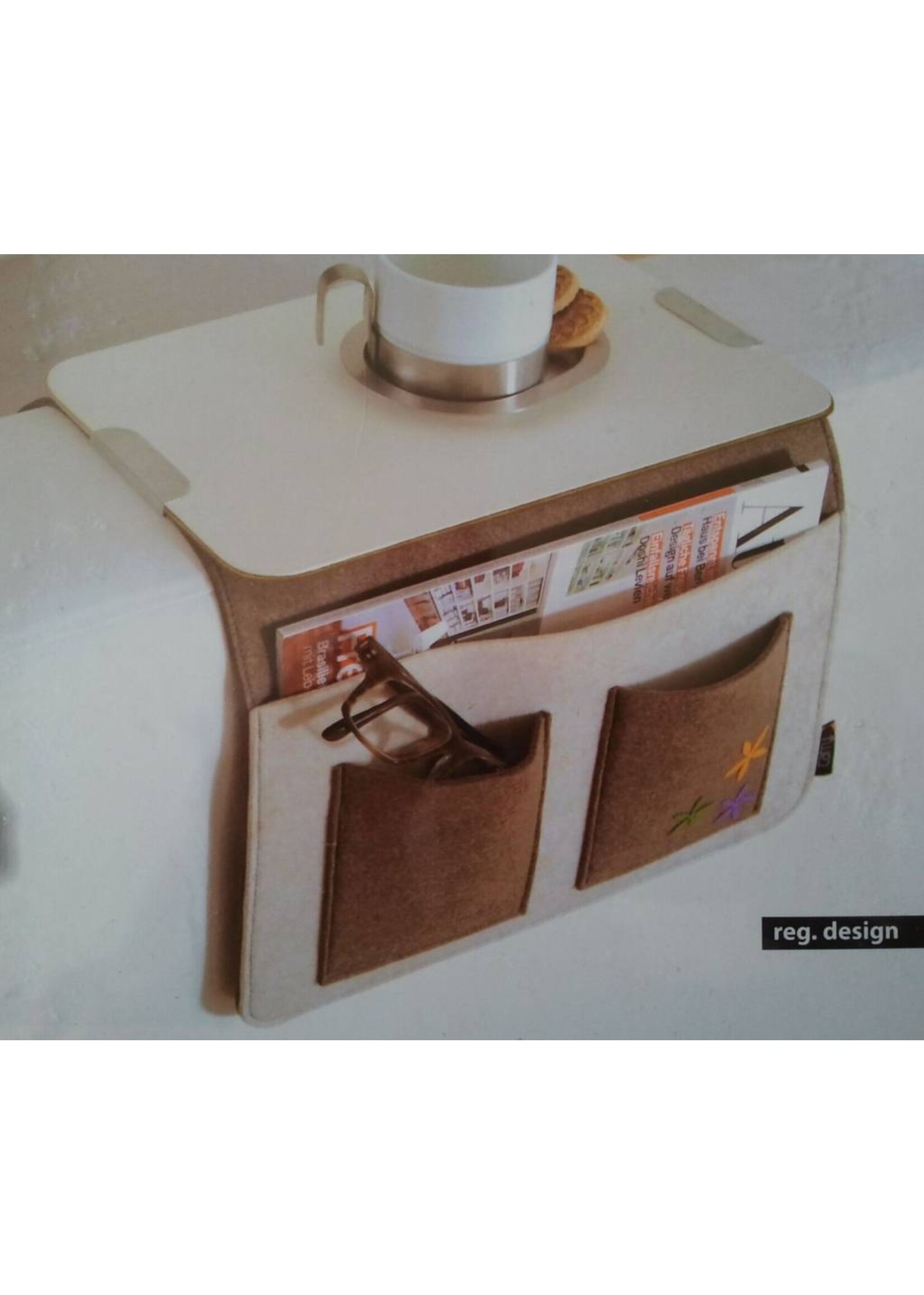 Sofa Butler Carry mit 4 Taschen Ablageplatte braun-weiss 201040202-HE