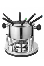 Fondue Set Edelstahl 10tlg mit 6 Fonduegabeln und Pastenbrenner 24688