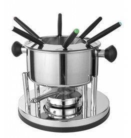 Fondue Set Edelstahl 10tlg mit 6 Fonduegabeln und Pastenbrenner 24688