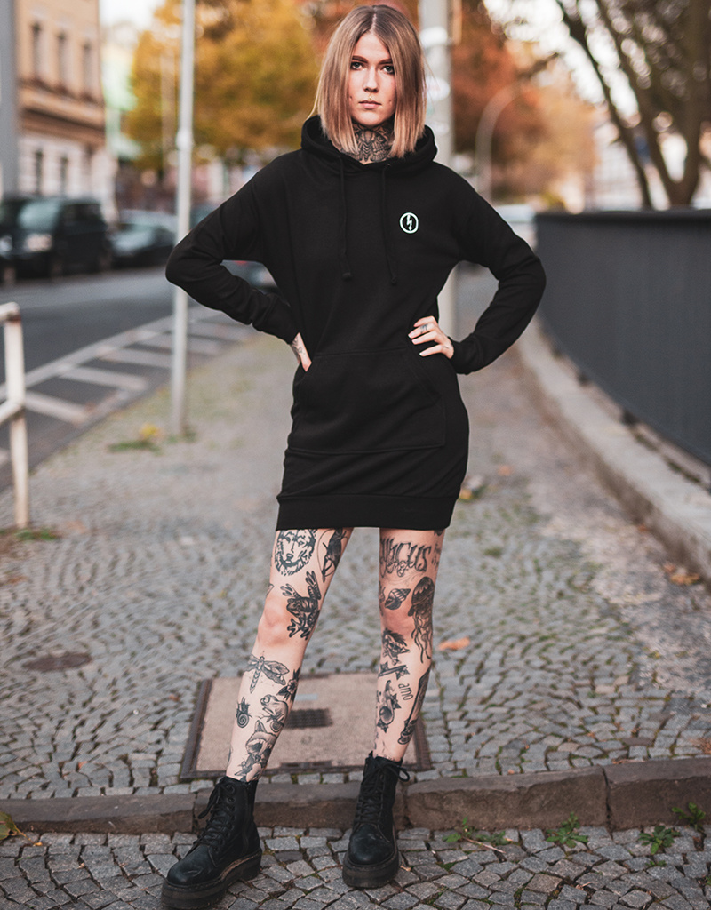 Hoodie dress with best sale tights