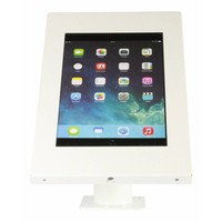 iPad 9.7/10.5 houder wit, bevestigd aan wand of tafel voor Air, iPad 2017 en Pro 10,5-inch; Securo 9-11 inch; afgesloten behuizing en voet van wit gecoat staal