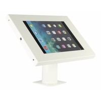 iPad 9.7/10.5 houder wit, bevestigd aan wand of tafel voor Air, iPad 2017 en Pro 10,5-inch; Securo 9-11 inch; afgesloten behuizing en voet van wit gecoat staal