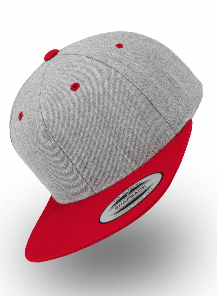 Flexfit by Yupoong Heather Grey - Red Snapback