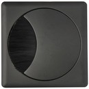 Kabeldoorvoer rond-vierkant 2-delig met brede borstel afsluiting metaal zwart Kabeldoorvoer rond-vierkant 2-delig met brede borstel afsluiting metaal zwart