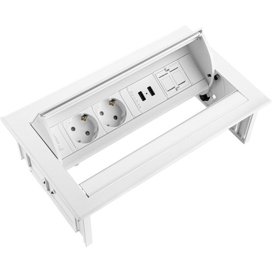 Ergopro Desk In - 2x power, 2x USB charger & 2x keystone wit