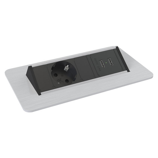 Axessline QuickBox USB inbouw stekkerdoos met 1x stroom 2x USB charger