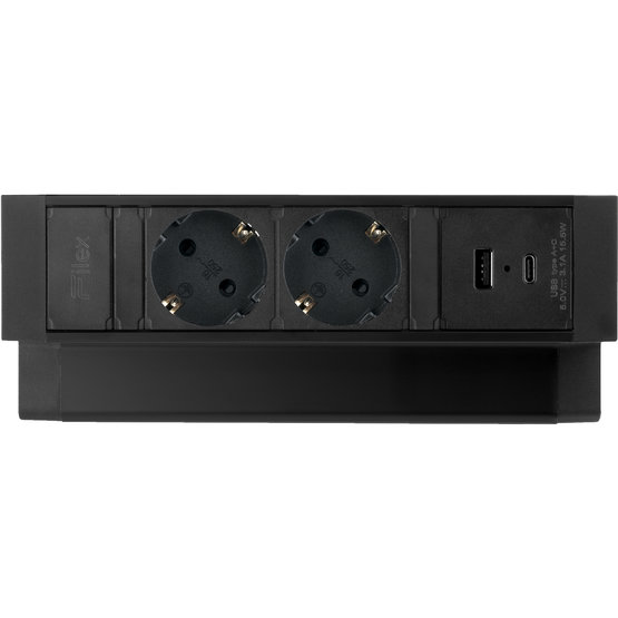 Ergopro Desk Up 2.0 - 2x 230V + USB-A & USB-C charger zwart