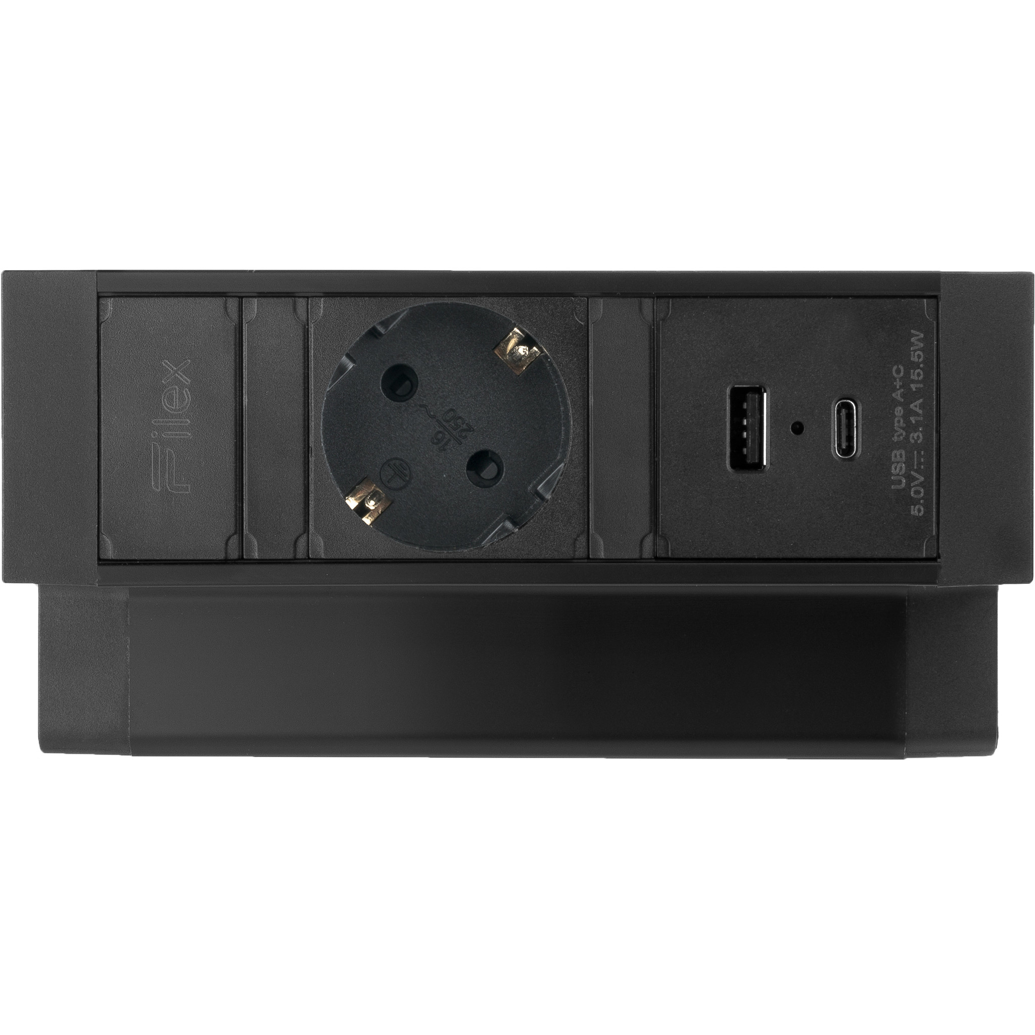 Ergopro Desk Up 2.0 - 1x 230V + USB-A & USB-C charger zwart
