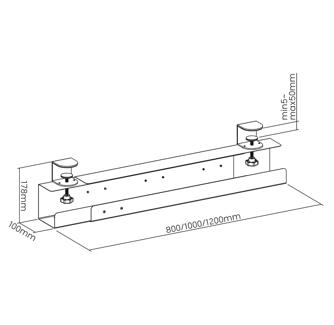 afmetingen ergopro extend kabelgoot zilver