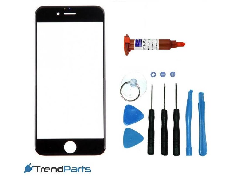 Front glas voor IPHONE 7 glasplaat Zwart / Black inclusief tools en UV LOCA LIJM voor reparatie