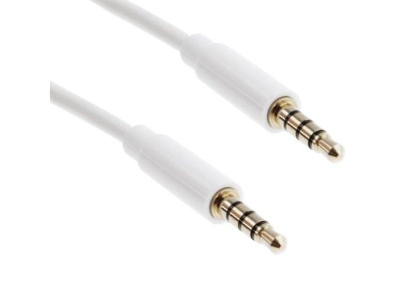 1M AUX kabel 3,5mm audio adapter universeel wit