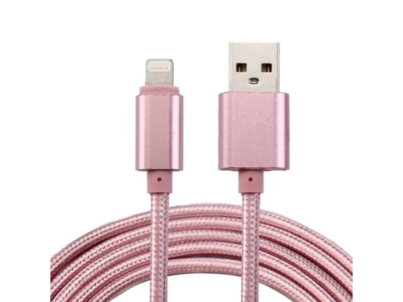 Dag Denemarken woonadres 2 Meter geweven premium oplader kabel Roze/Pink voor iPhone/iPad (8-pin) -  TrendParts