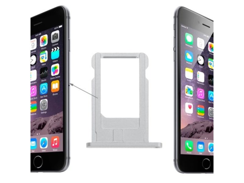 Mediaan Gevoel Twisted Simkaart houder sim tray voor Apple iPhone 6 Zilver / Silver reparatie  onderdeel - TrendParts