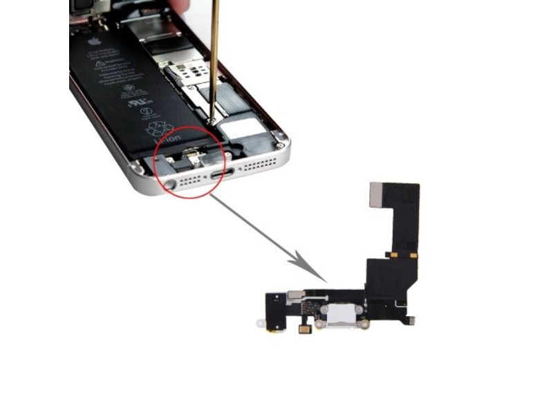 Dock connector voor Apple iPhone SE Wit / White lightning oplaadpoort flex reparatie onderdeel
