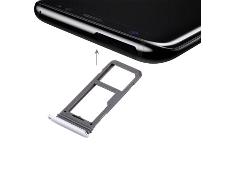 Dual simkaart houder voor Samsung Galaxy S8 Zilver / Silver simkaarthouder reparatie onderdeel