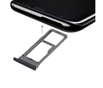 Dual simkaart houder voor Samsung Galaxy S8 Zwart / Black simkaarthouder reparatie onderdeel