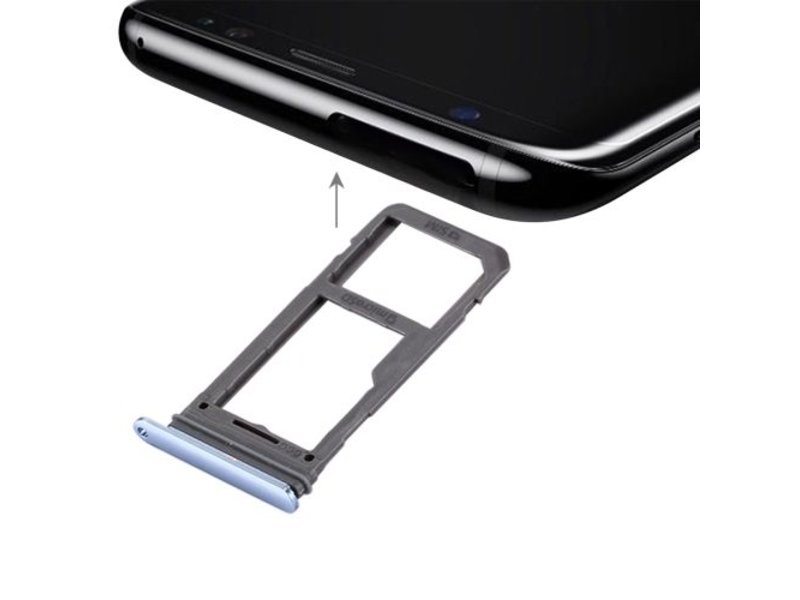 Dual simkaart houder voor Samsung Galaxy S8 PLUS (+) Blauw / Blue simkaarthouder reparatie onderdeel