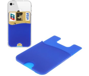 Super Handige Sticky Pouch Kaarthouder/Card Holder/Pasjes Houder universeel voor o.a. iPhone en Samsung BLAUW (case cover hoesje)