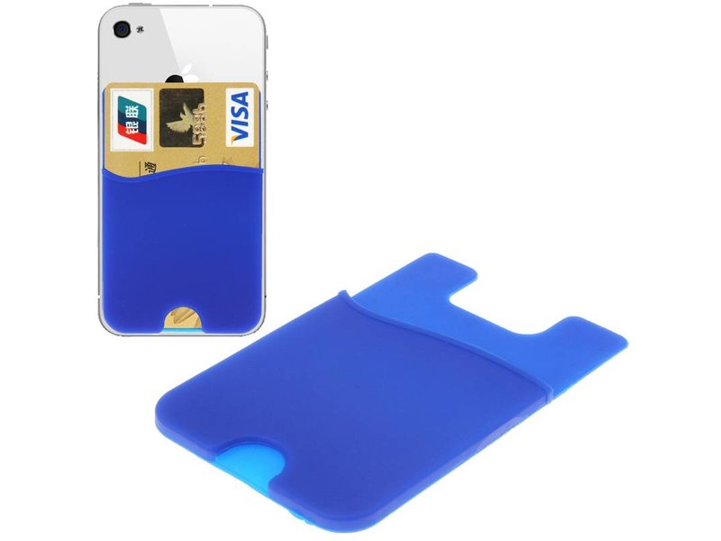 Super Handige Sticky Pouch Kaarthouder/Card Holder/Pasjes Houder universeel voor o.a. iPhone en Samsung BLAUW (case cover hoesje)