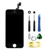 Compleet LCD/display/scherm voor Apple iPhone 5S zwart + toolkit + tempered glass screenprotector