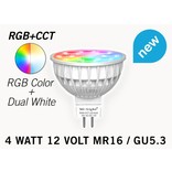 Mi·Light GU5.3 LED spot Mi-Light 4W RGB & Dual White 12V MR16 Halogeenvervanger op afstand bedienbaar