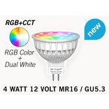 Mi·Light GU5.3 LED spot Mi-Light 4W RGBW & Dual White 12V MR16 Halogeenvervanger op afstand bedienbaar