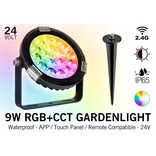 Mi·Light LED Tuinspot 9 Watt RGBWW Kleur + Dual White - IP65 - Aansluiten op 24Volt voeding