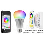Mi·Light E27 RGB+Dual White 9 Watt Wi-Fi LED lampen. Complete set met Wifi Box en Remote!