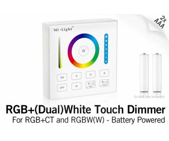 Mi·Light MiLight RGB+ DualWhite (RGB+CT) Touch Wandbediening Opbouw, 1-Zone, RF, 2xAAA