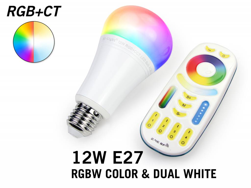 Set met 12W RGBWW Kleur + Dual White MiLight LED lampen met