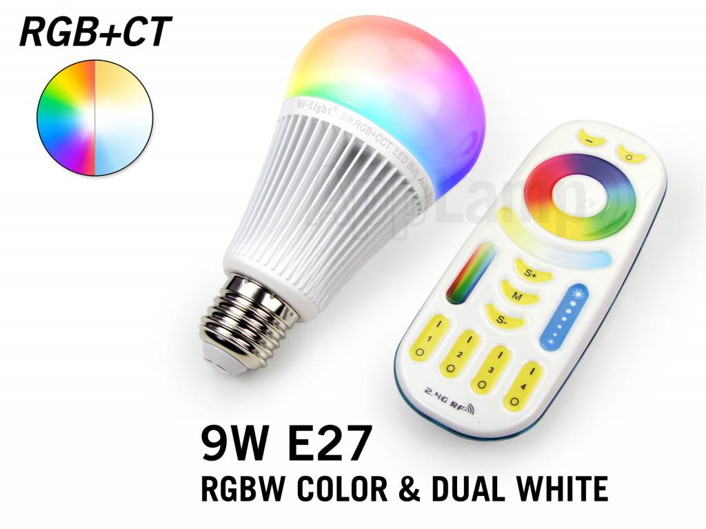 Mi·Light RGBW & Dual White 9W LED Lamp. Dimbaar. Met RF Afstandsbediening