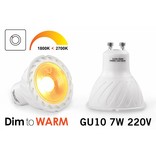 Dim2Warm 7 Watt GU10 LED spotje Dim to Warm