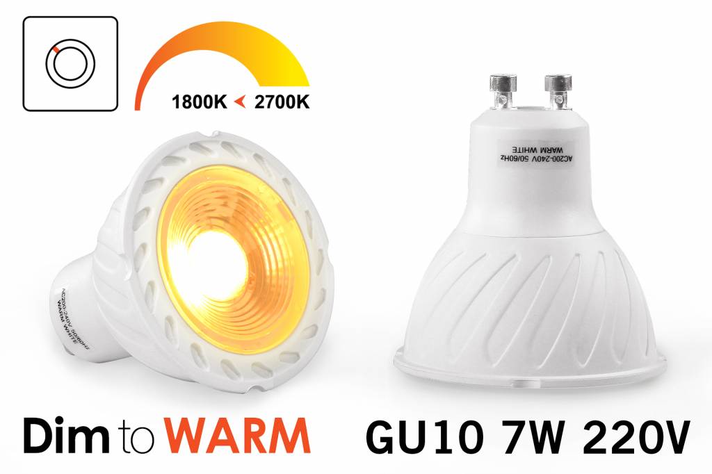 Dimbaar 7 Watt GU10 LED spotje Dim to Warm AppLamp.nl