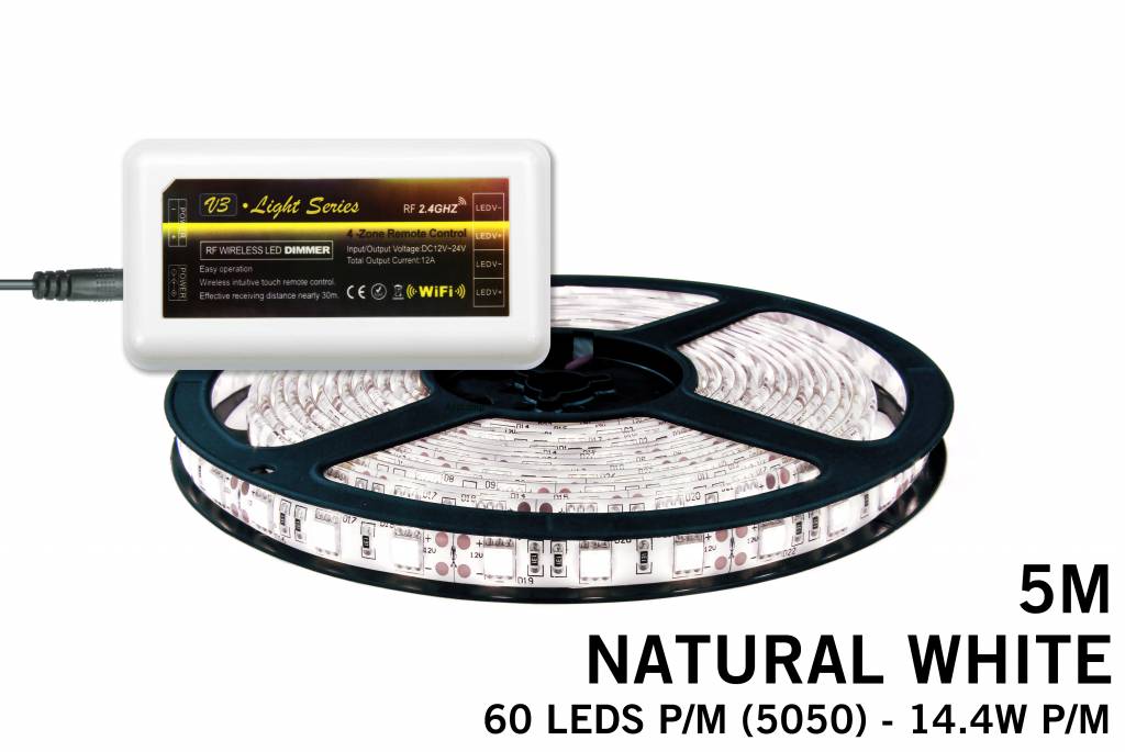 Mi·Light Neutraal Wit Led Strip | 60 Leds pm 14,4W pm IP65 uitbreidingset