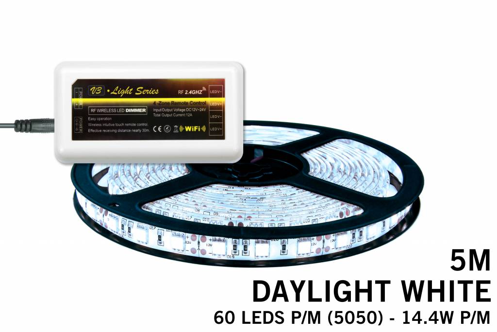 Mi·Light Koel Wit Led Strip | 60 Leds pm Type 5050 14,4W pm IP65 uitbreidingset