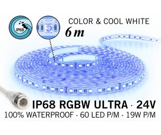 ACTIE! RGB & Koel Wit IP68 Waterdicht Ultra 4 in 1 Led Strip | 6m 60 Leds pm 24V