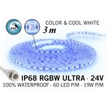 RGB & Koel Wit IP68 Waterdicht Ultra 4 in 1 Led Strip | 60 Leds pm 3m Type 5050 24V 19,2W pm