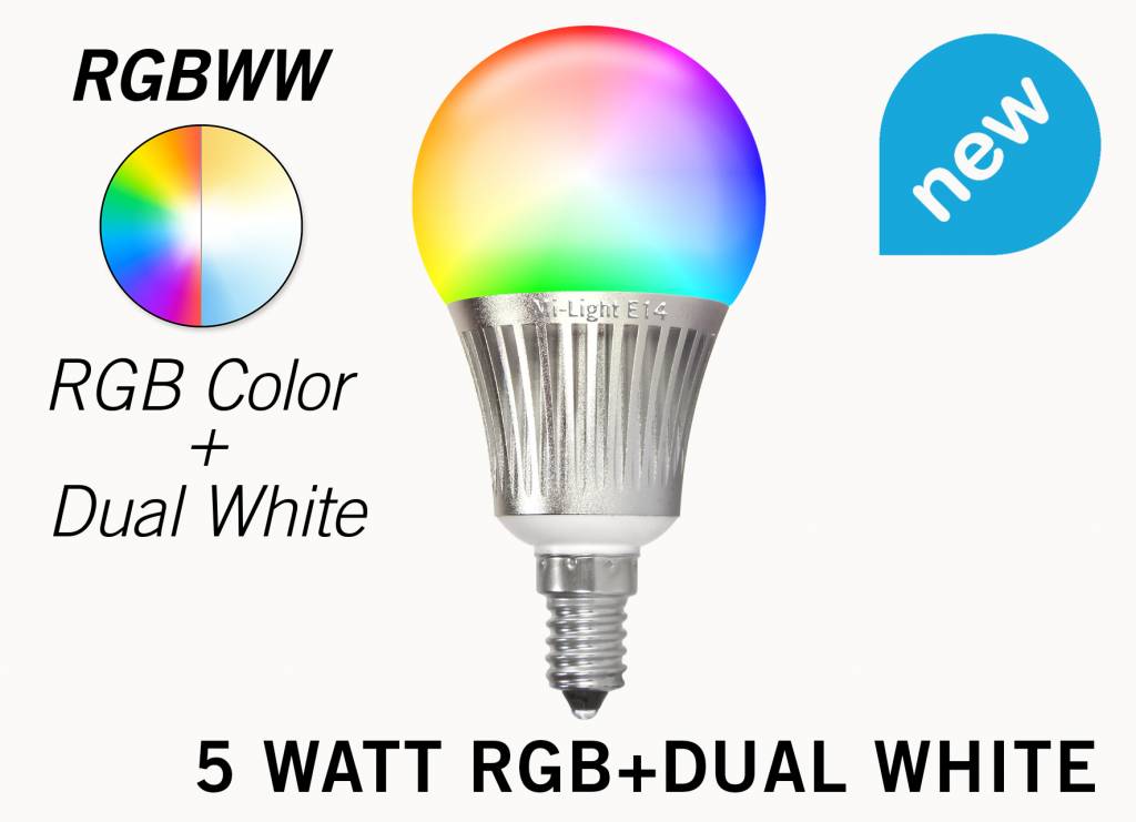 Set met RGBW White 5Watt E14 LED lampen met Afstandsbediening | AppLamp.nl