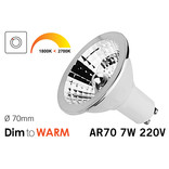 Dim2Warm  7W AR70 GU10 LED spot 2700K tot 1800K