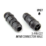 M16 3 Pin IP67 Waterdichte Male Connector