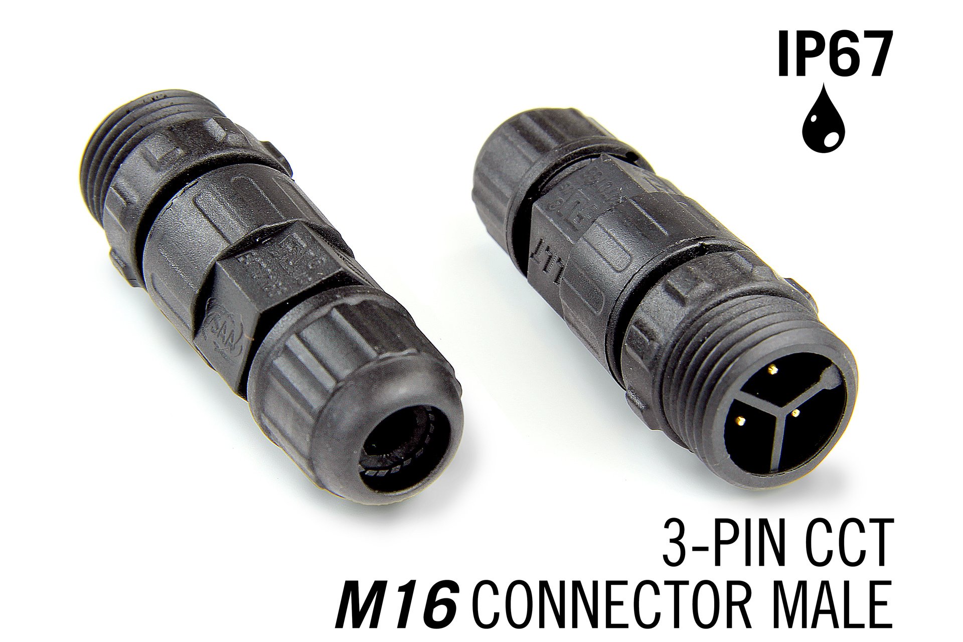 M16 3 Pin Ip67 Waterdichte Male Connector Ctt 