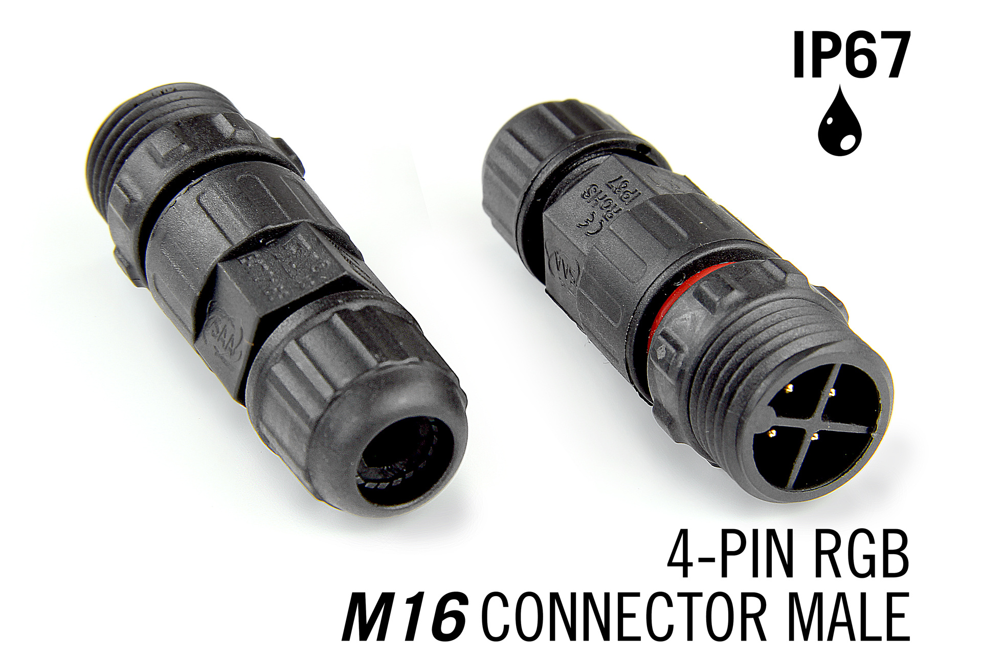 M16 4 Pin IP67 Waterdichte Male Connector RGB