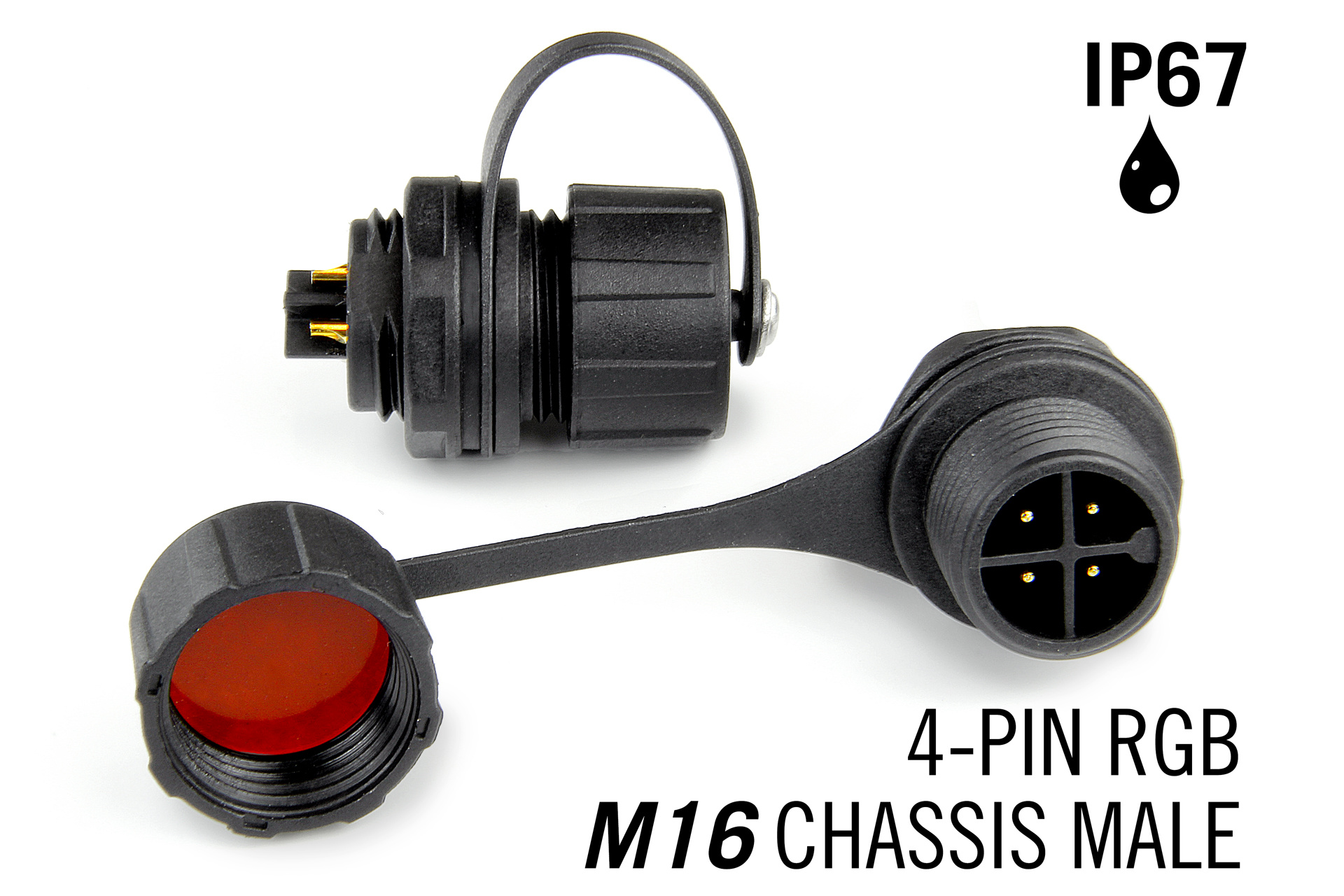 M16 4 Pin Male Chassis Waterdichte Connector IP67