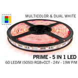 Mi·Light ACTIE! RGB & Dual White Prime 5 in 1 Led Strip | 12 of 24Volt  | 60 of 96 leds  per meter | 2.5 of 5m lengte