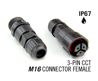 M16 3 Pin IP67 Waterdichte Female Connector CTT