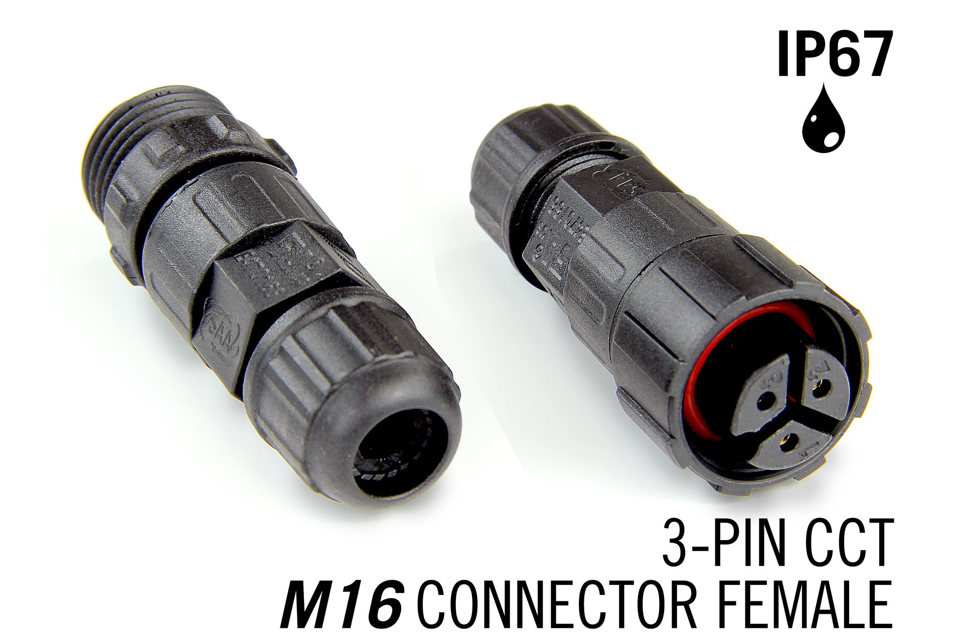 M16 3 Pin IP67 Waterdichte Female Connector CTT